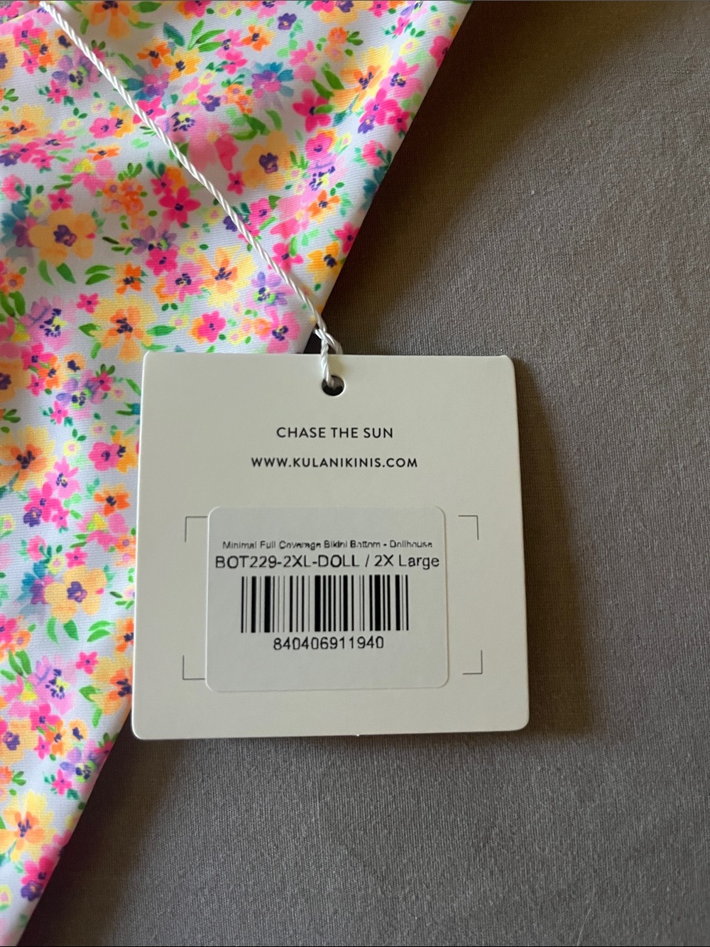 Kulani Kinis White Floral Print Bikini Bottom-Size 2XL - Picture 3 of 4